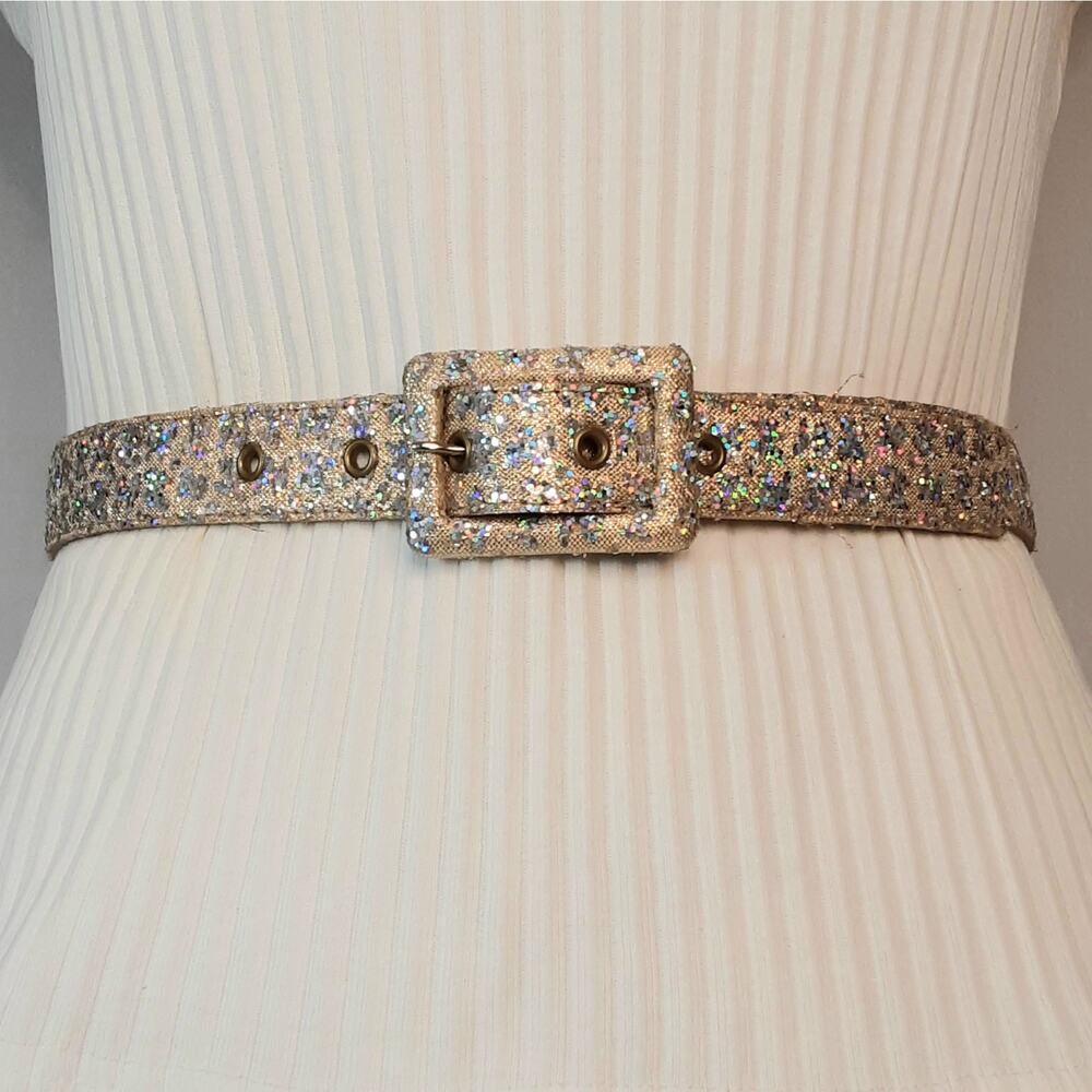 💎A. Brod Sequin Belt Womens Small Waist Gold Silver Tones Multicolor Highlights